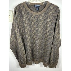 VTG JANTZEN Grandpa Sweater Men's XL Geometric Brown Grunge Fisherman 90s